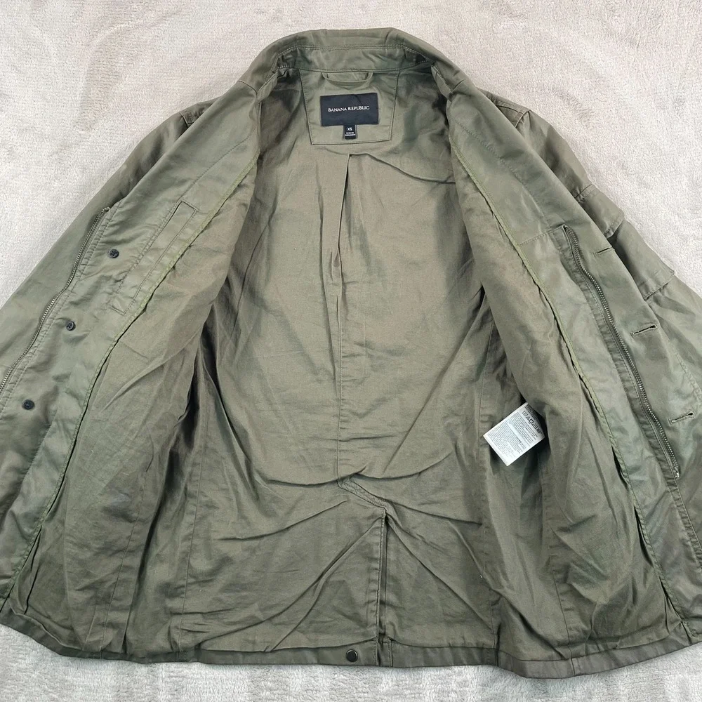 Banana Republic Olive Blazer‎ Jacket Men XS Seaweed Utility Safari Hybrid Zip Up